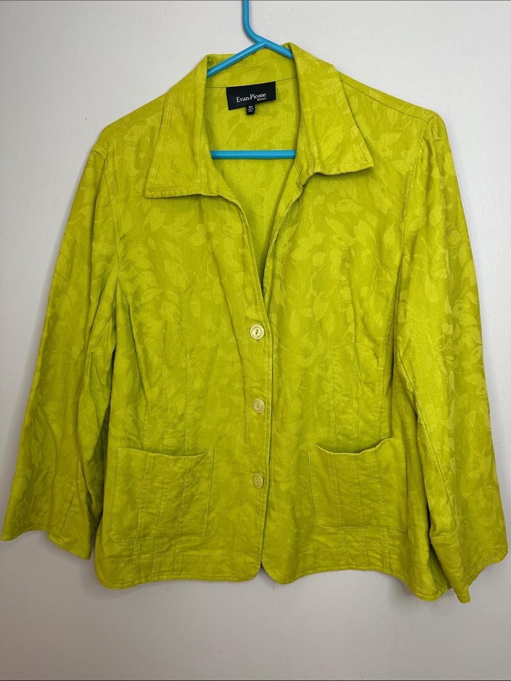 Evan Picone Bright Lime Green Button-Front Blazer size 16W